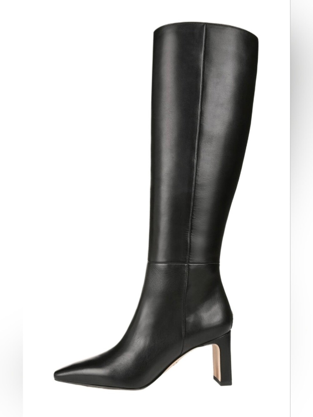 Sam Edelman Sylvia Wide Calf Black Knee-High Pointed Toe Leather Boots